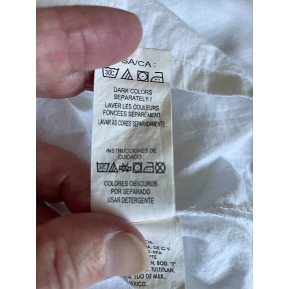 Calvin Klein Jeans White Embroidered Blouse Top Sz XL Sparkly Trim Cotton - Picture 9 of 11